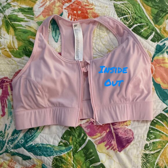 Fabletics On-The-Go Front Zip Medium Impact Sports Bra Sugar Pink Size Large - Picture 8 of 11